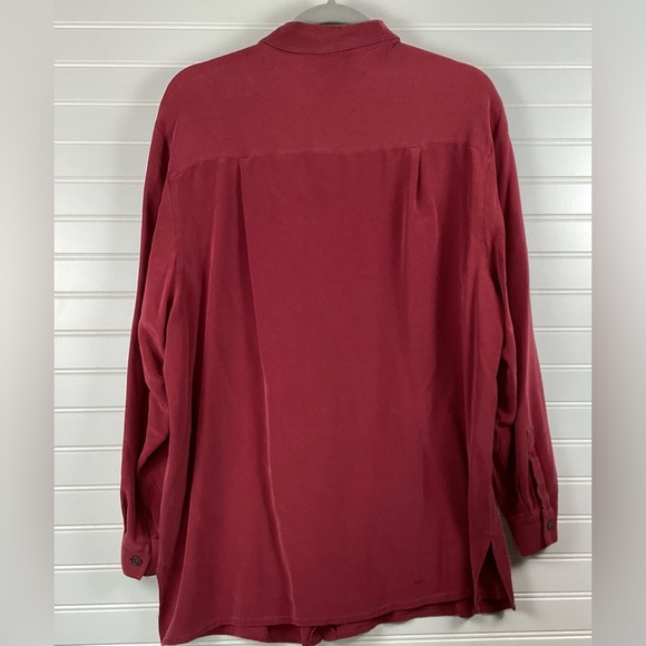 Charter Club 100%Silk Long Sleeve Armpit Burgundy Button Down Shirt Size 2X - Picture 5 of 7
